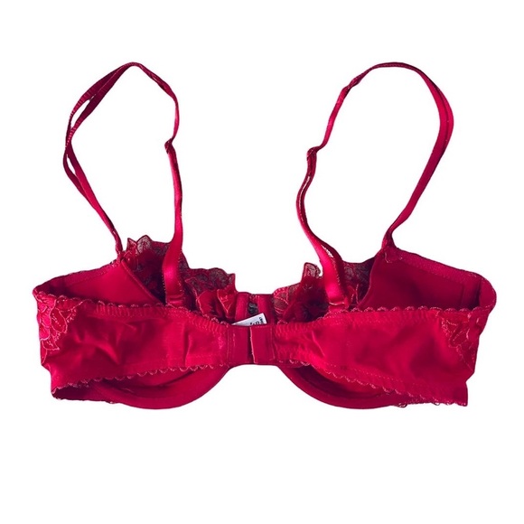 Victoria’s Secret Angels Red Lace Lightly Lined Balconet Bra Size 34D - Picture 3 of 4